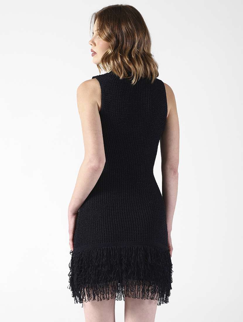 women solid sleeveless crochet bodycon dress - 22322031 -  Standard Image - 3