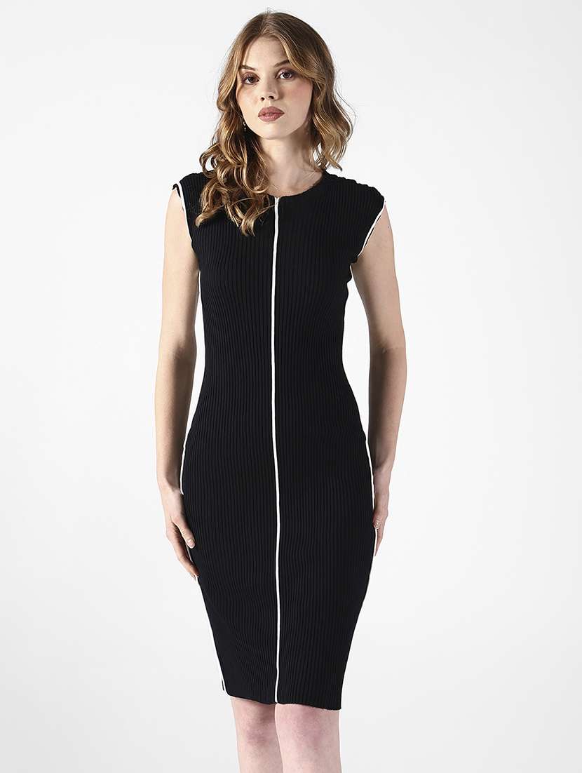 women solid sleeveless bodycon dress
