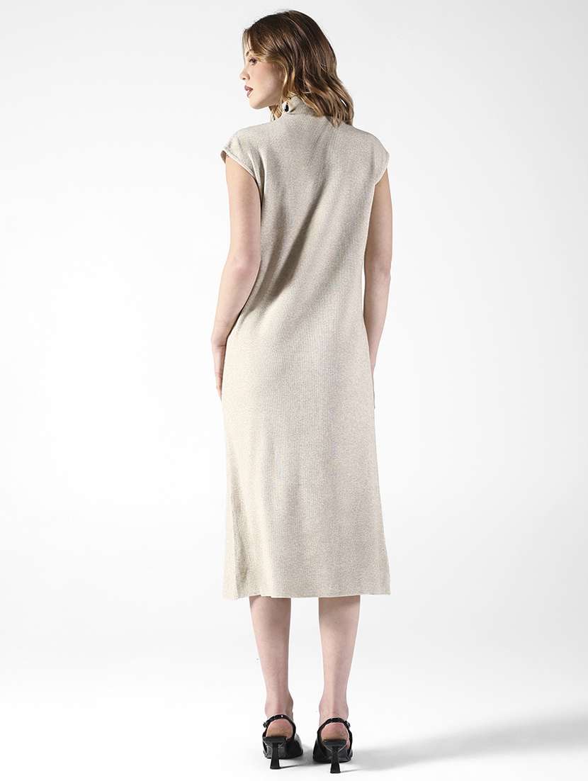 women solid mock neck cap sleeve shift t dress - 22322043 -  Standard Image - 3