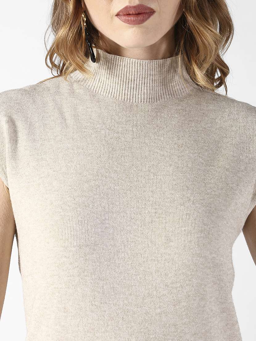 women solid mock neck cap sleeve shift t dress - 22322043 -  Standard Image - 5