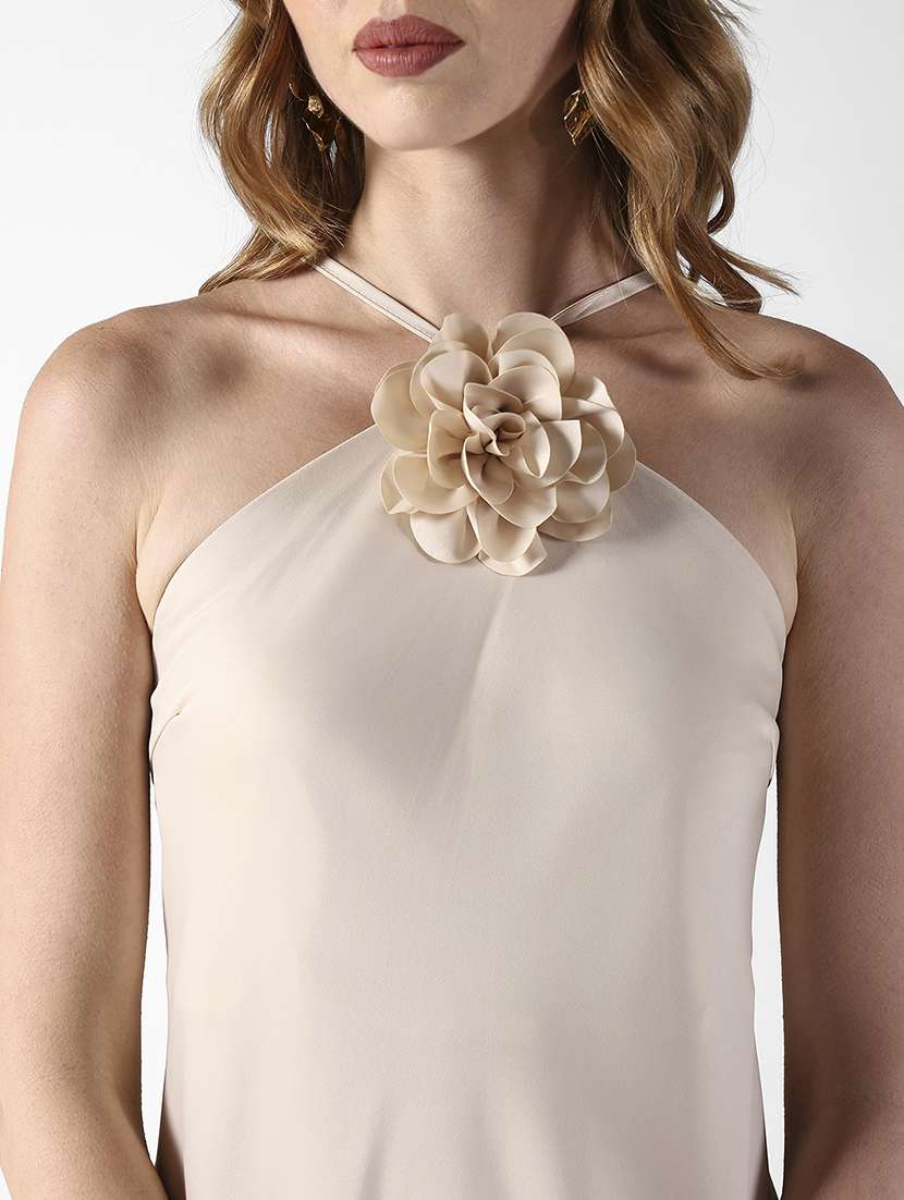 women solid halter neck a-line dress - 22322049 -  Standard Image - 5