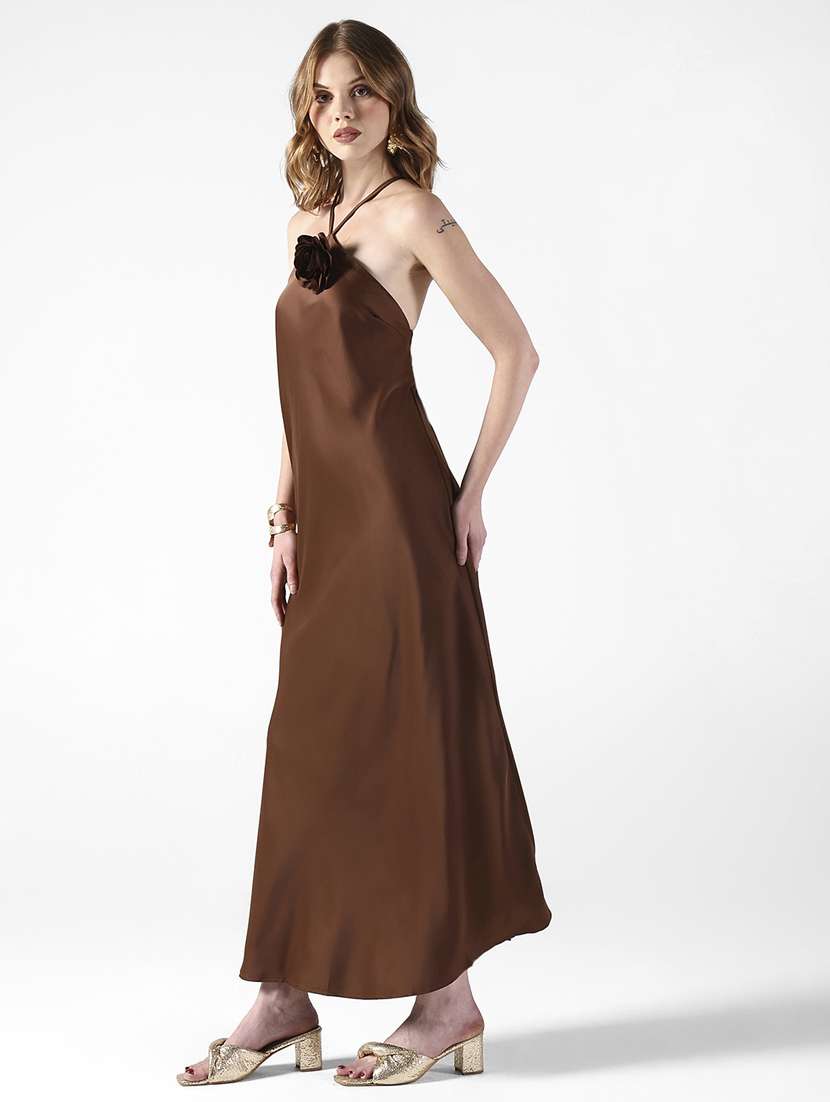 women solid halter neck sleeveless a-line dress - 22322050 -  Standard Image - 3