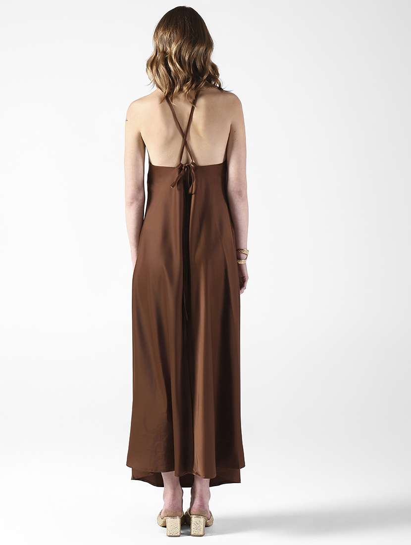 women solid halter neck sleeveless a-line dress - 22322050 -  Standard Image - 5