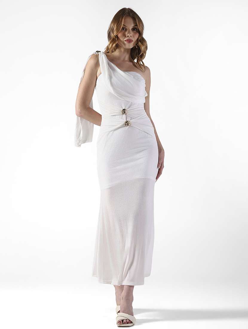 women solid single shoulder bodycon dress - 22322051 -  Standard Image - 3