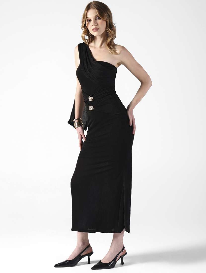 women solid single shoulder bodycon dress - 22322052 -  Standard Image - 3