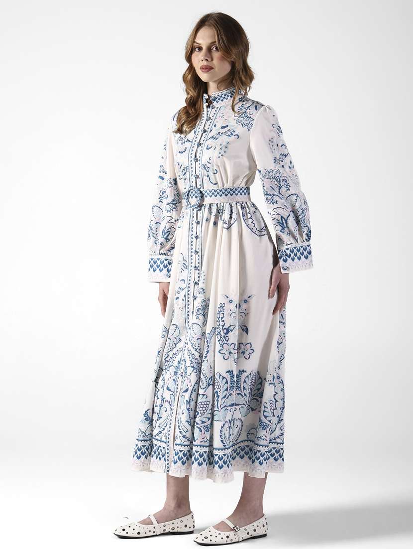 women printed puff sleeve a-line dress - 22322058 -  Standard Image - 3