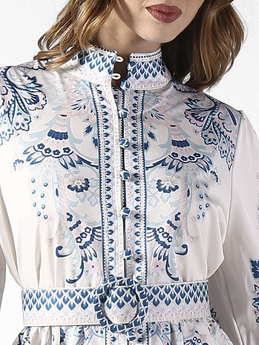 women printed puff sleeve a-line dress - 22322058 -  Standard Image - 5