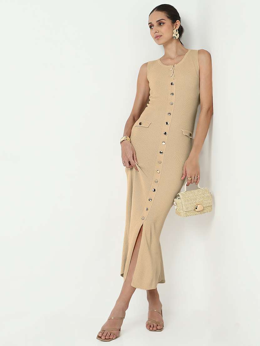 women solid sleeveless bodycon dress