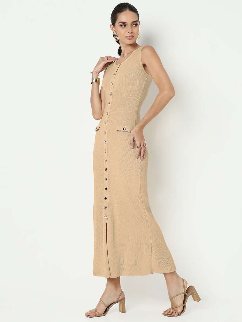 women solid sleeveless bodycon dress - 22322064 -  Standard Image - 3