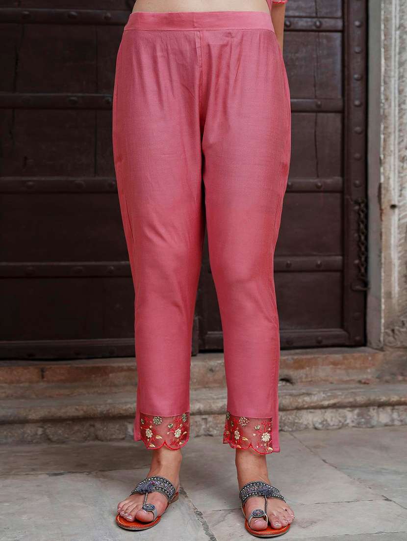 women solid with work three quarter sleeve kurta pant with dupatta set - 22322116 -  Standard Image - 3