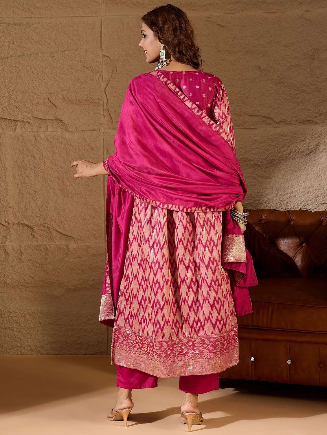 women self design three quarter sleeve kurta pant with dupatta set - 22322121 -  Standard Image - 3