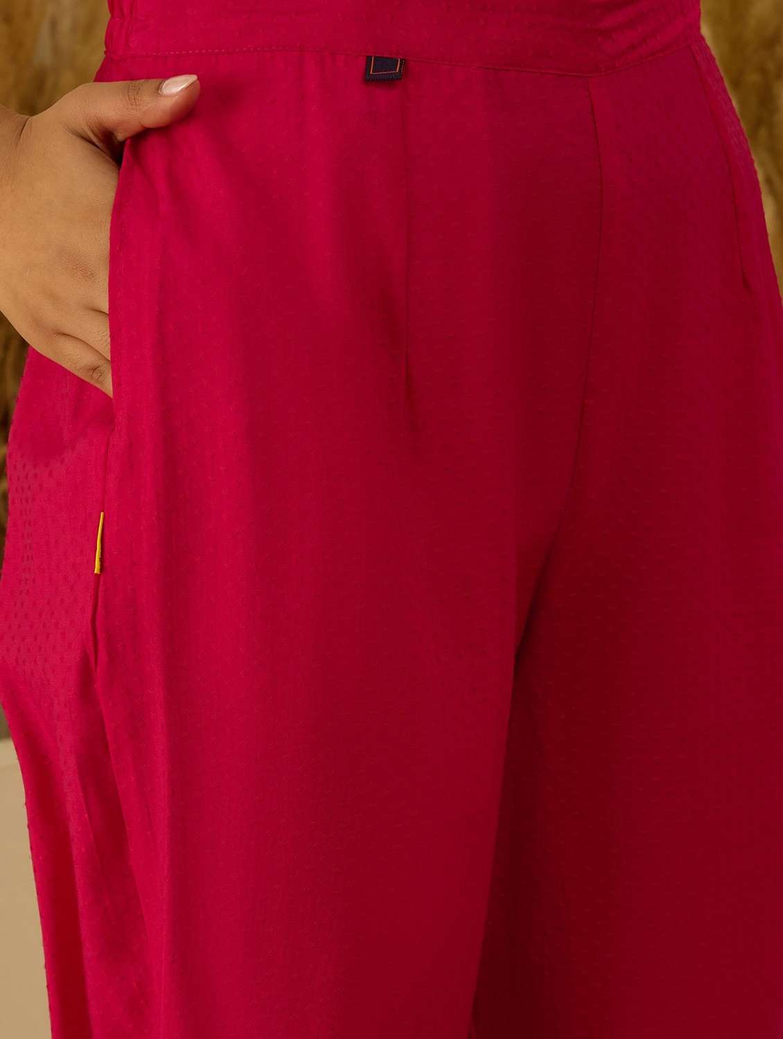 women solid with work three quarter sleeve kurta pant with dupatta set - 22322129 -  Standard Image - 5