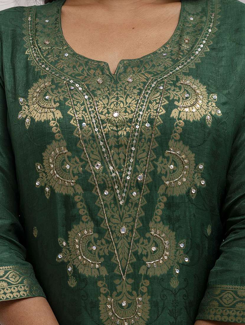 women self design three quarter sleeve kurta pant with dupatta set - 22322144 -  Standard Image - 5