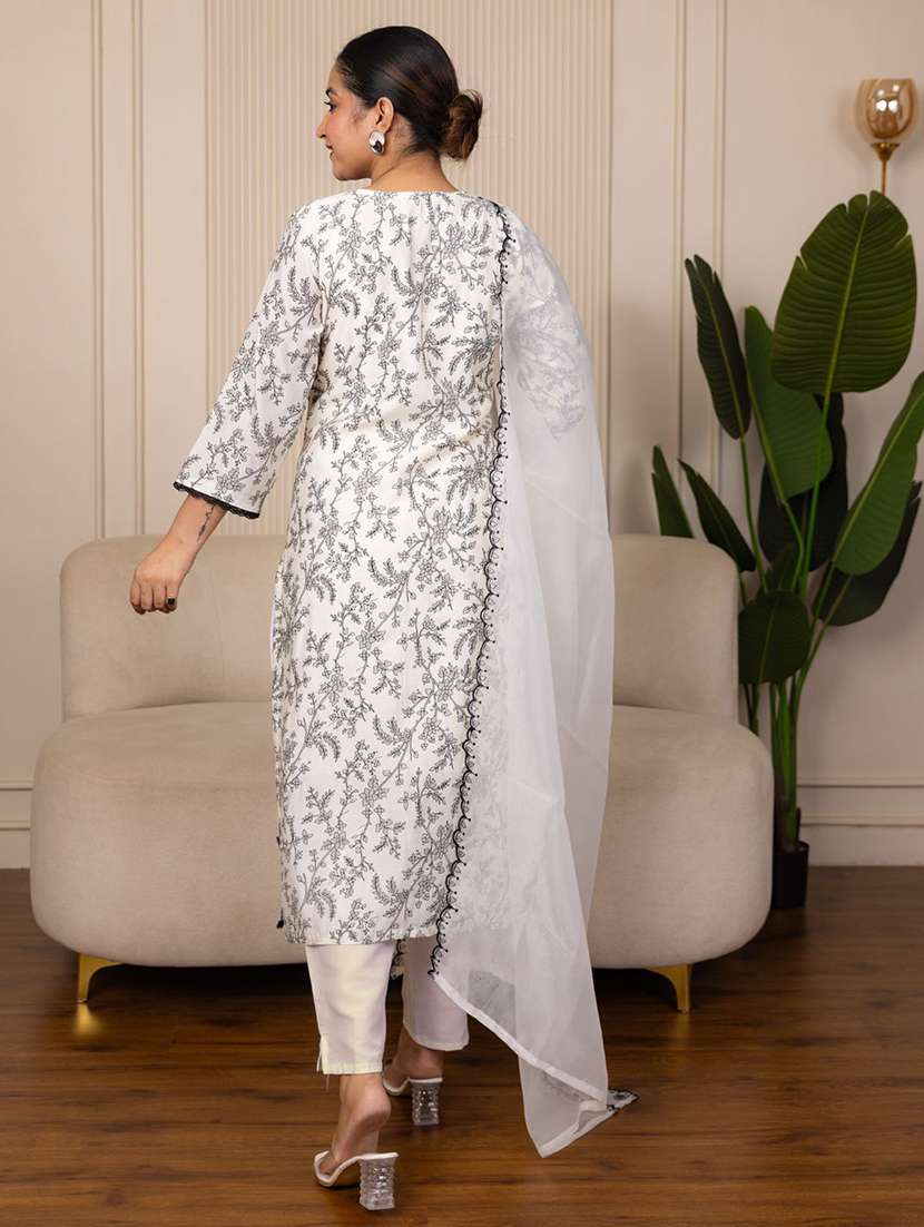women printed three quarter sleeve kurta pant with dupatta set - 22322188 -  Standard Image - 3