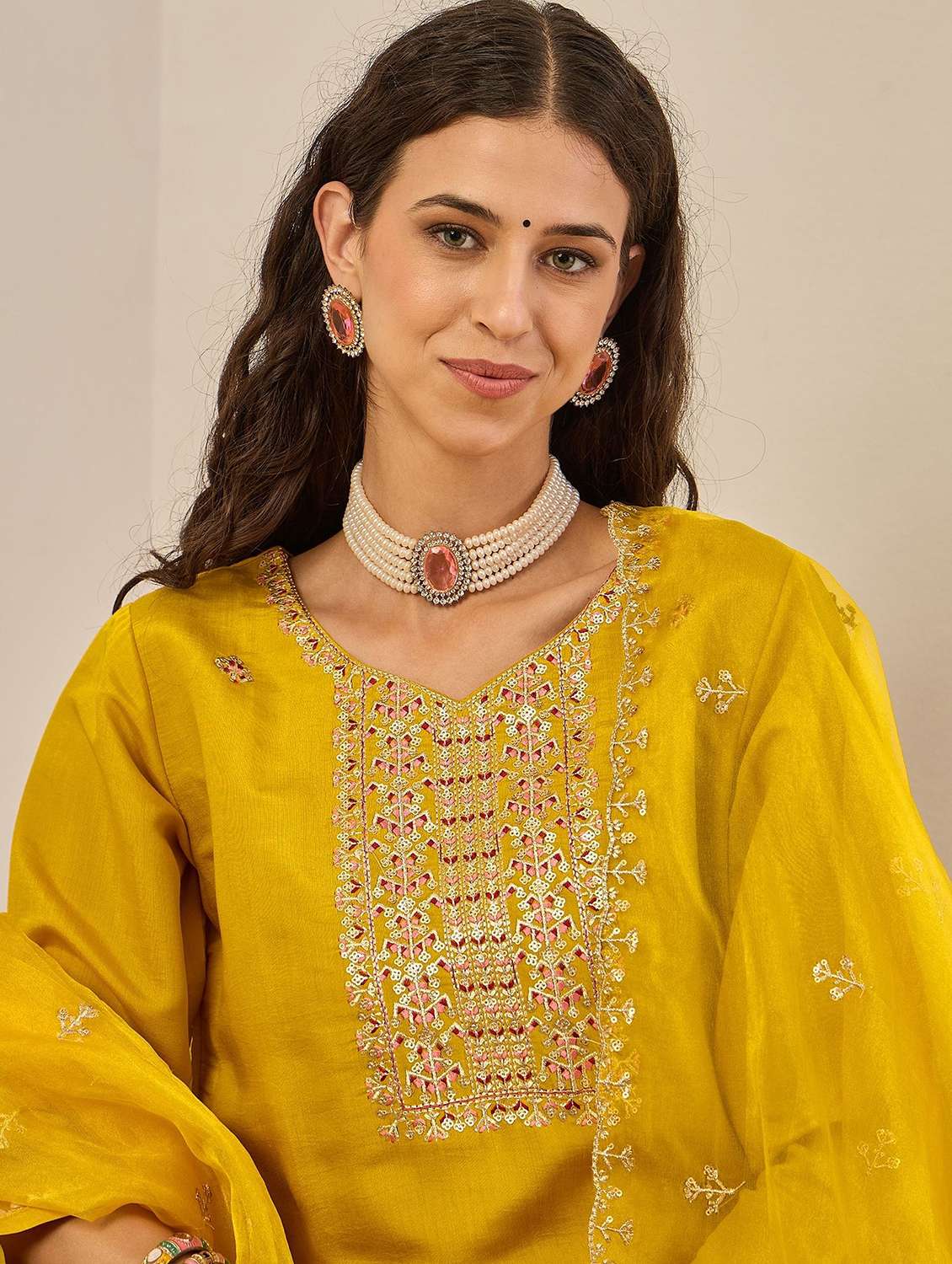 yellow silk blend kurta pant  set - 22322194 -  Standard Image - 5