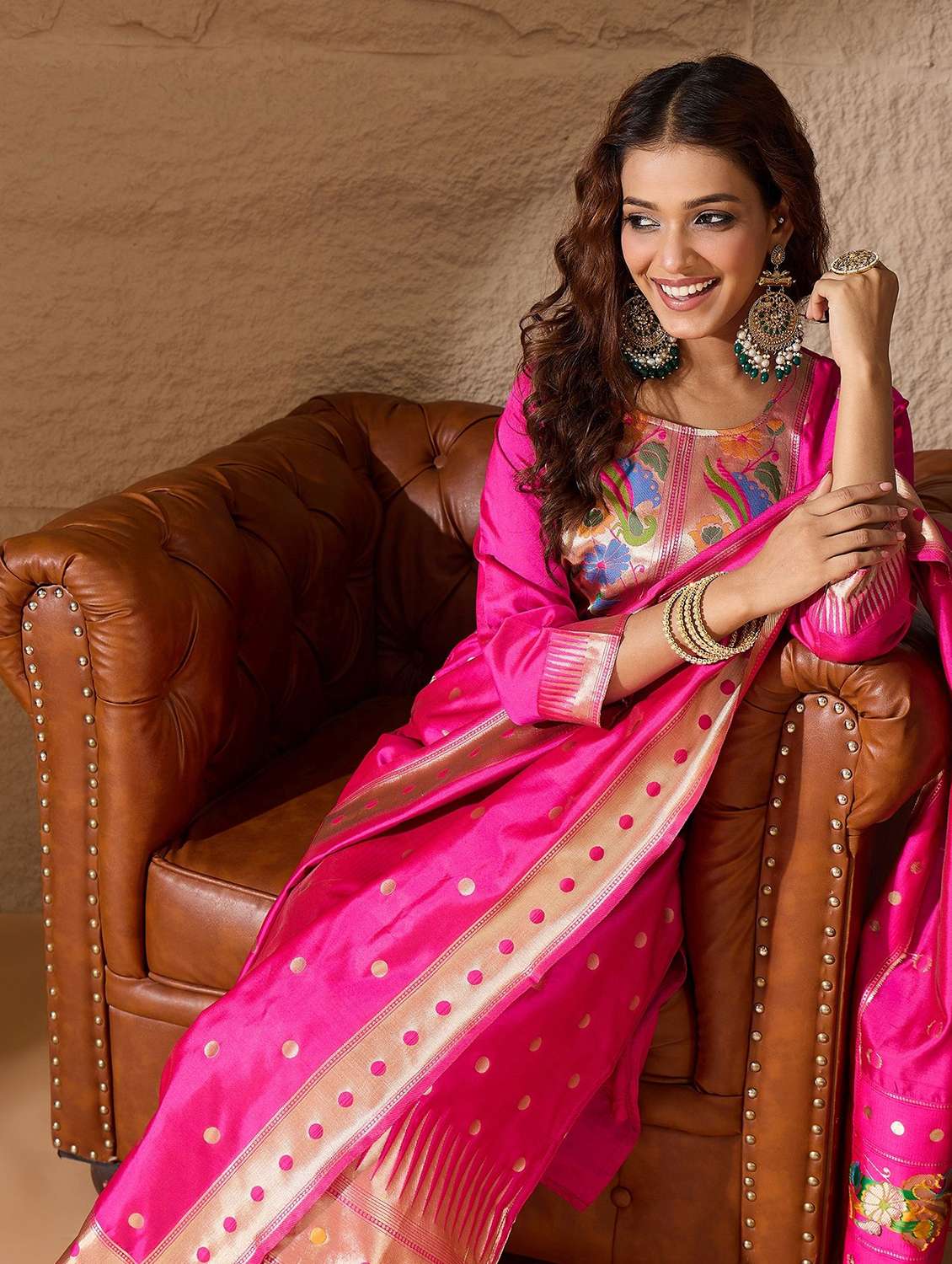 women self design three quarter sleeve kurta pant with dupatta set - 22322214 -  Standard Image - 3