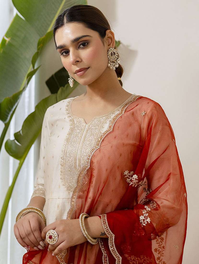 women self design three quarter sleeve kurta pant with dupatta set - 22322218 -  Standard Image - 3