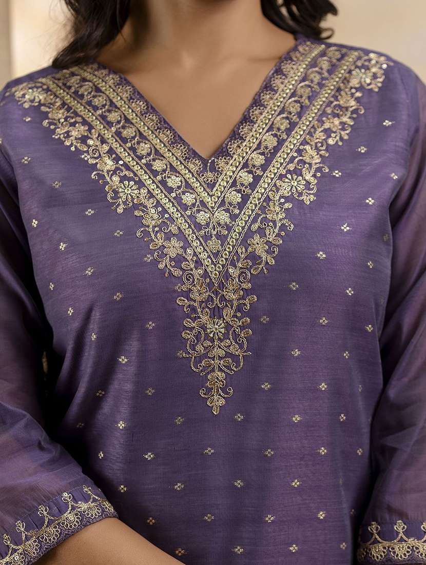 women self design three quarter sleeve kurta pant with dupatta set - 22322229 -  Standard Image - 3