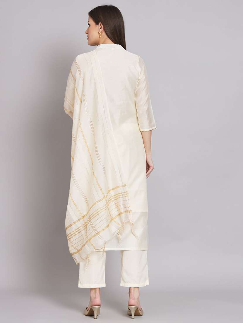 women self design three quarter sleeve kurta pant with dupatta set - 22322290 -  Standard Image - 3