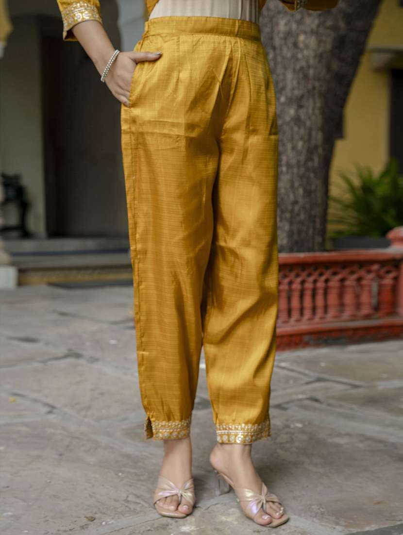 women solid with work three quarter sleeve kurta pant with dupatta set - 22322291 -  Standard Image - 5