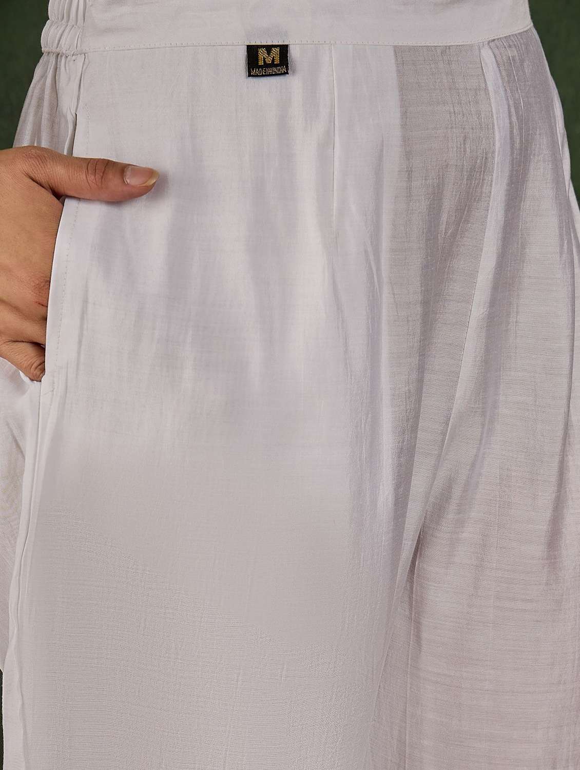 women solid with work three quarter sleeve kurta pant set - 22322292 -  Standard Image - 5