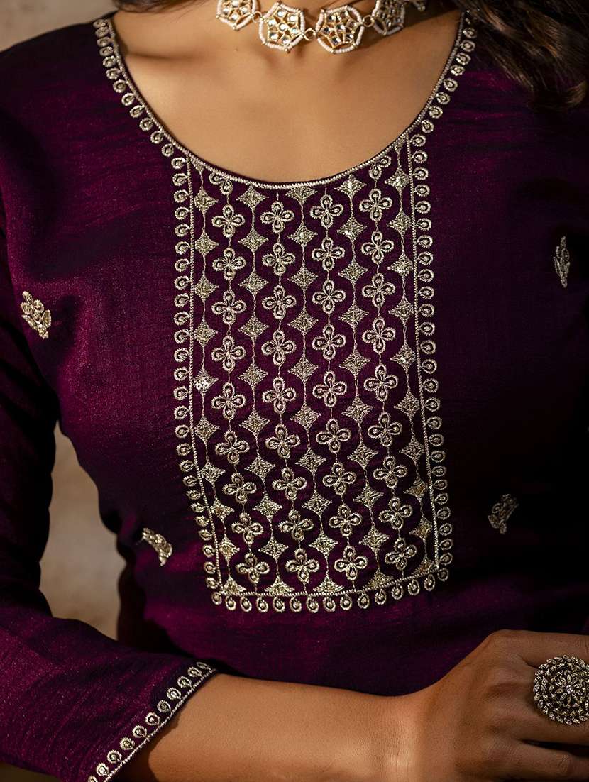 women solid with work three quarter sleeve kurta pant with dupatta set - 22322310 -  Standard Image - 5