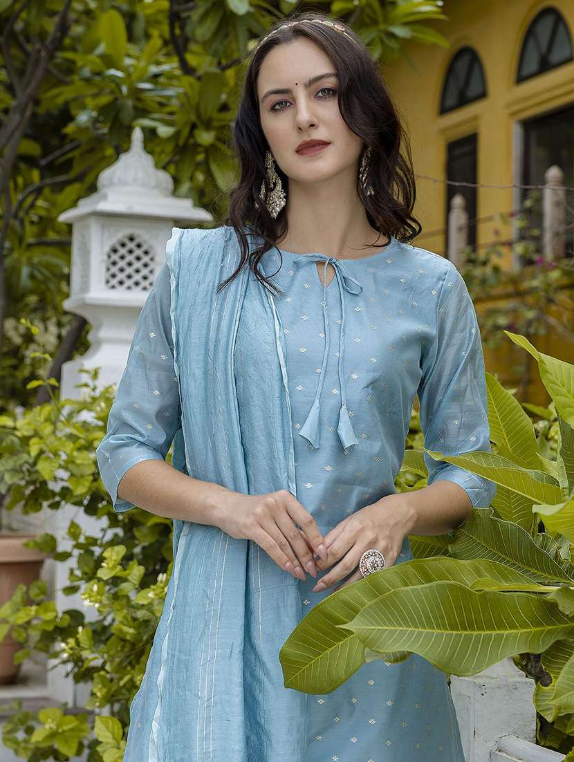 women self design three quarter sleeve kurta pant with dupatta set - 22322365 -  Standard Image - 3