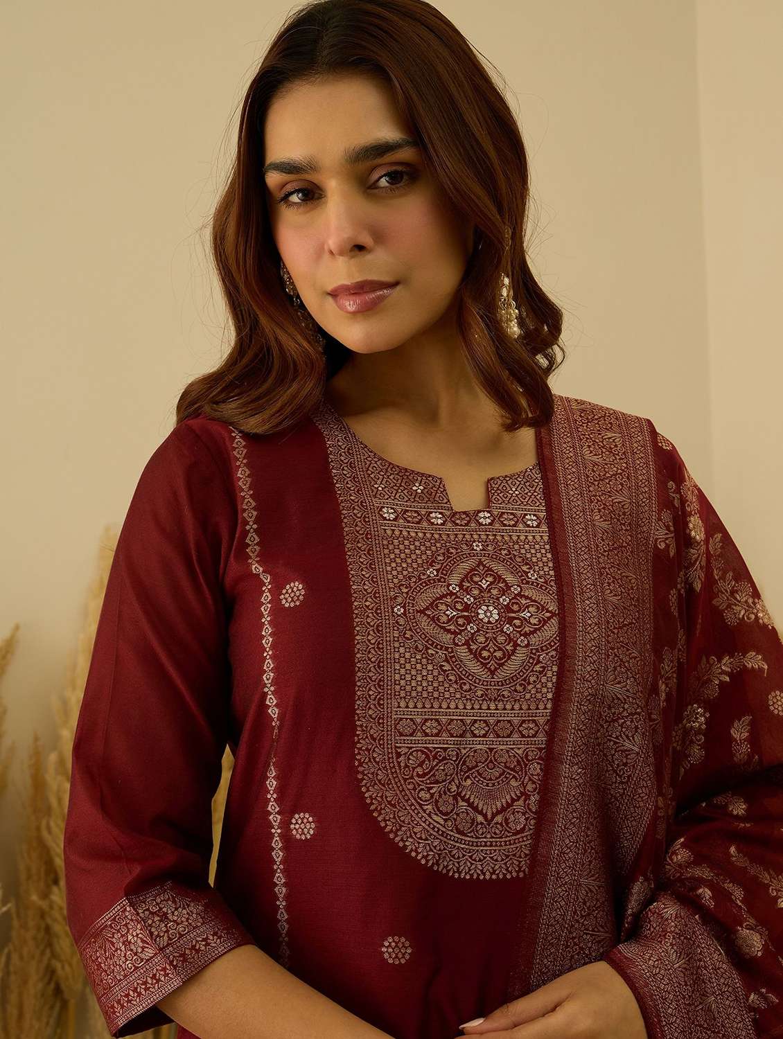 women self design three quarter sleeve kurta pant with dupatta set - 22322384 -  Standard Image - 3