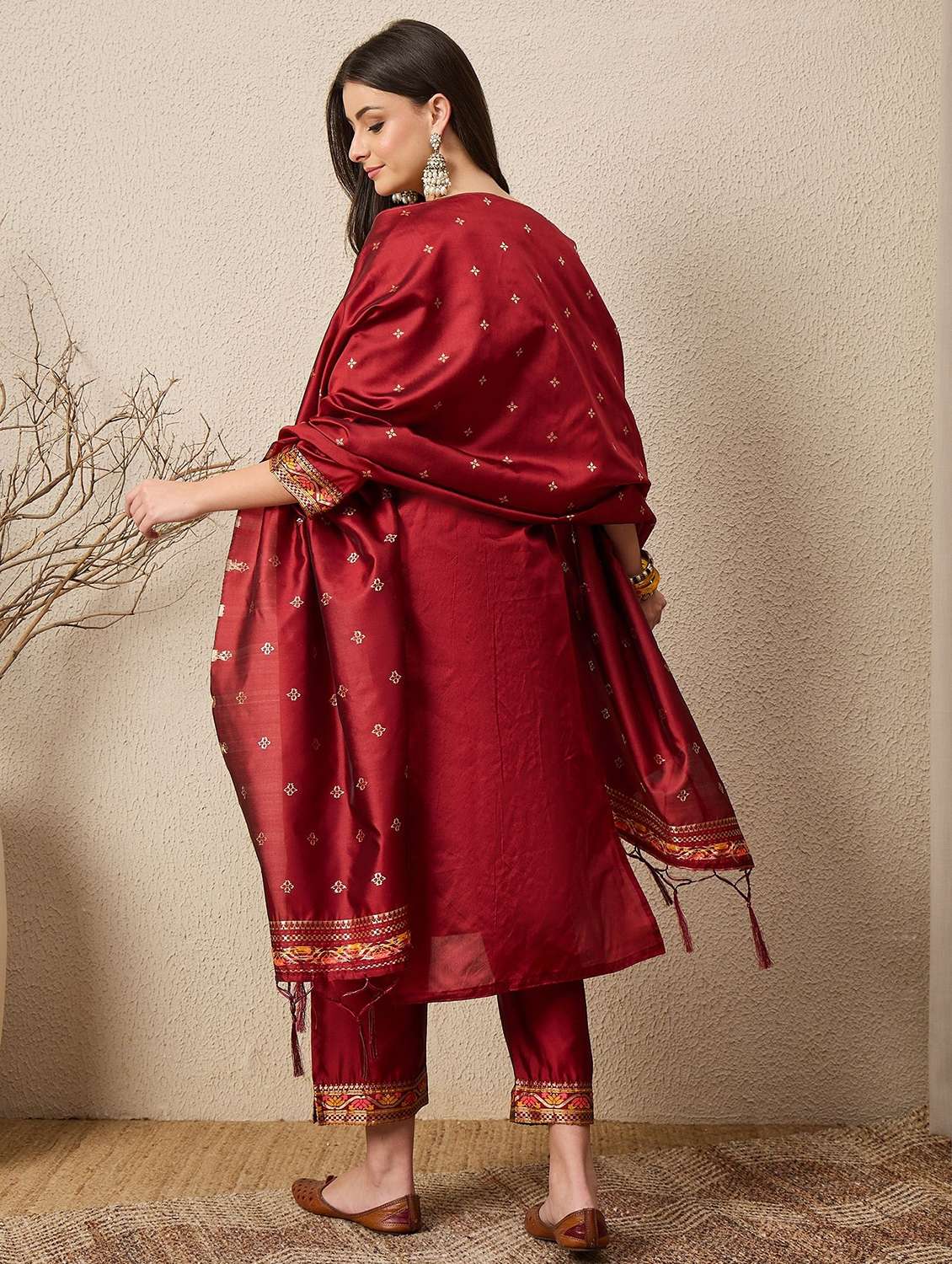 women self design three quarter sleeve kurta pant with dupatta set - 22322401 -  Standard Image - 3