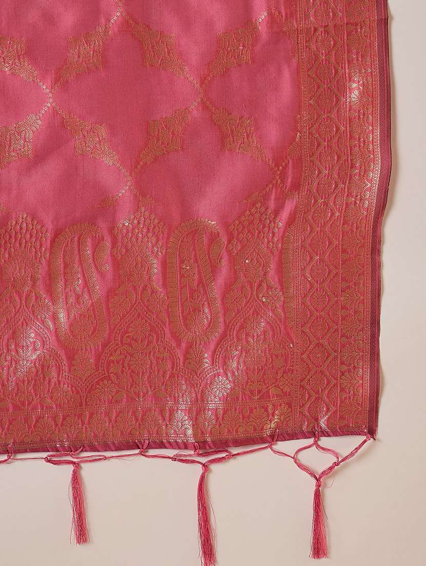 women solid with work three quarter sleeve kurta pant with dupatta set - 22322451 -  Standard Image - 5