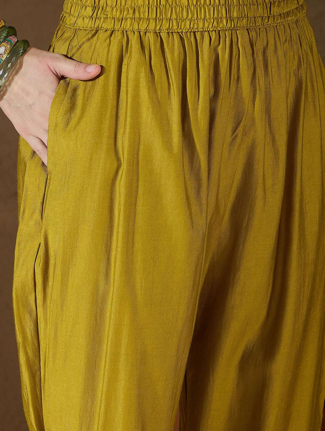 women solid with work three quarter sleeve kurta pant with dupatta set - 22322468 -  Standard Image - 5