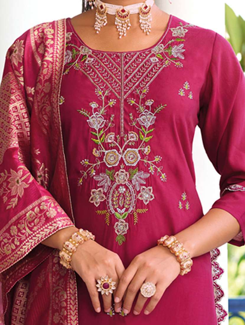Pink Silk Blend Kurta Pant Set - 22322504 -  Standard Image - 3
