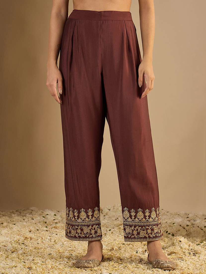 Women Solid With Work Three Quarter Sleeve Kurta Pant With Dupatta Set - 22322519 -  Standard Image - 5