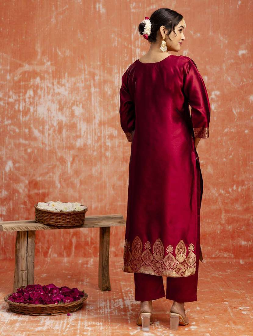 women self design three quarter sleeve kurta pant with dupatta set - 22322566 -  Standard Image - 3