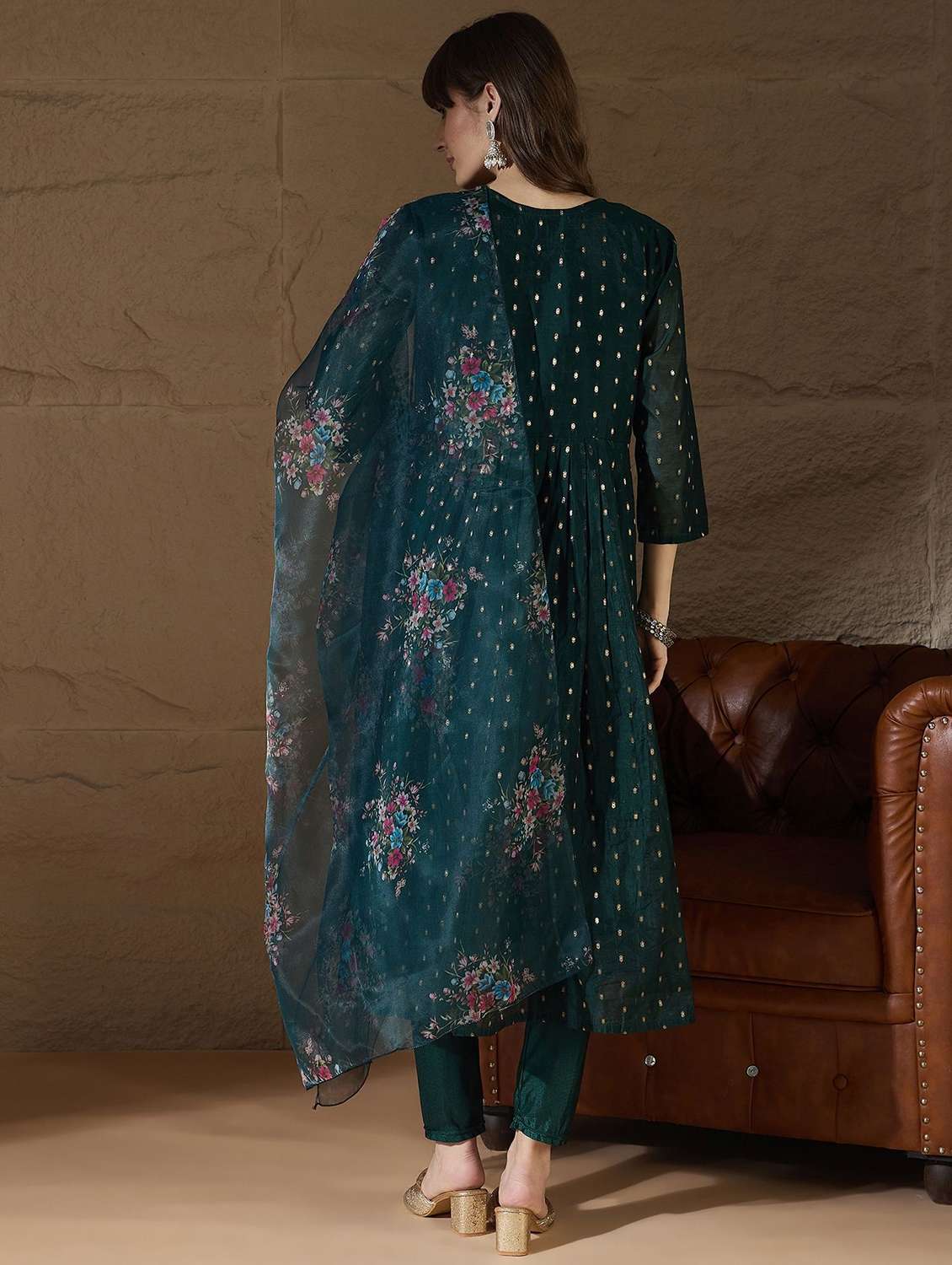 women self design three quarter sleeve kurta pant with dupatta set - 22322573 -  Standard Image - 3