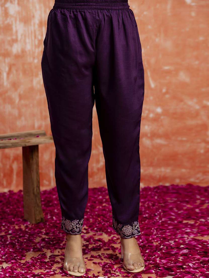 women solid with work three quarter sleeve kurta pant with dupatta set - 22322584 -  Standard Image - 5
