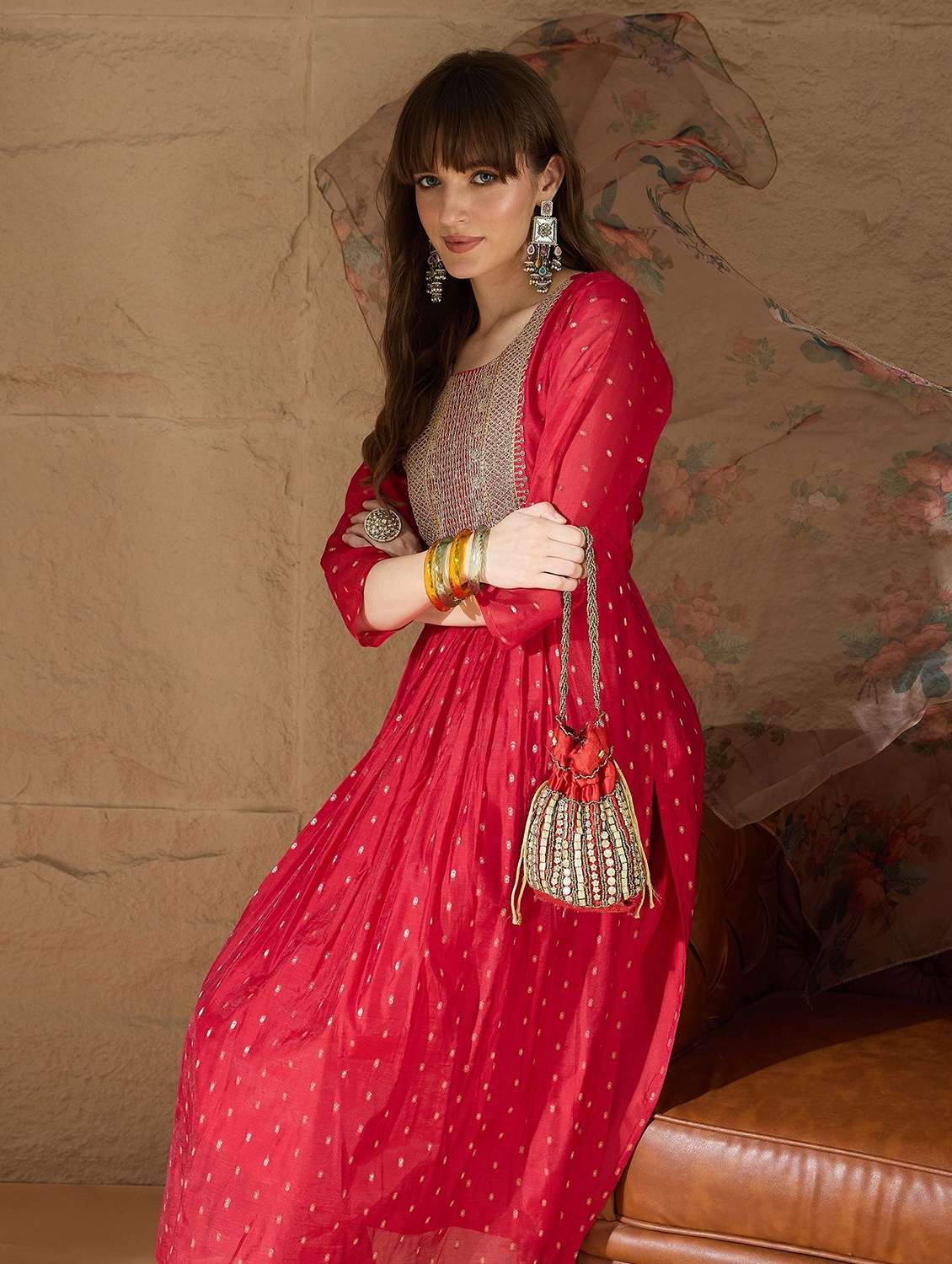 women self design three quarter sleeve kurta pant with dupatta set - 22322602 -  Standard Image - 3