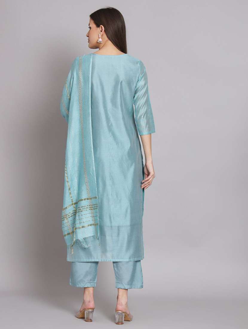 women self design three quarter sleeve kurta pant with dupatta set - 22322611 -  Standard Image - 3