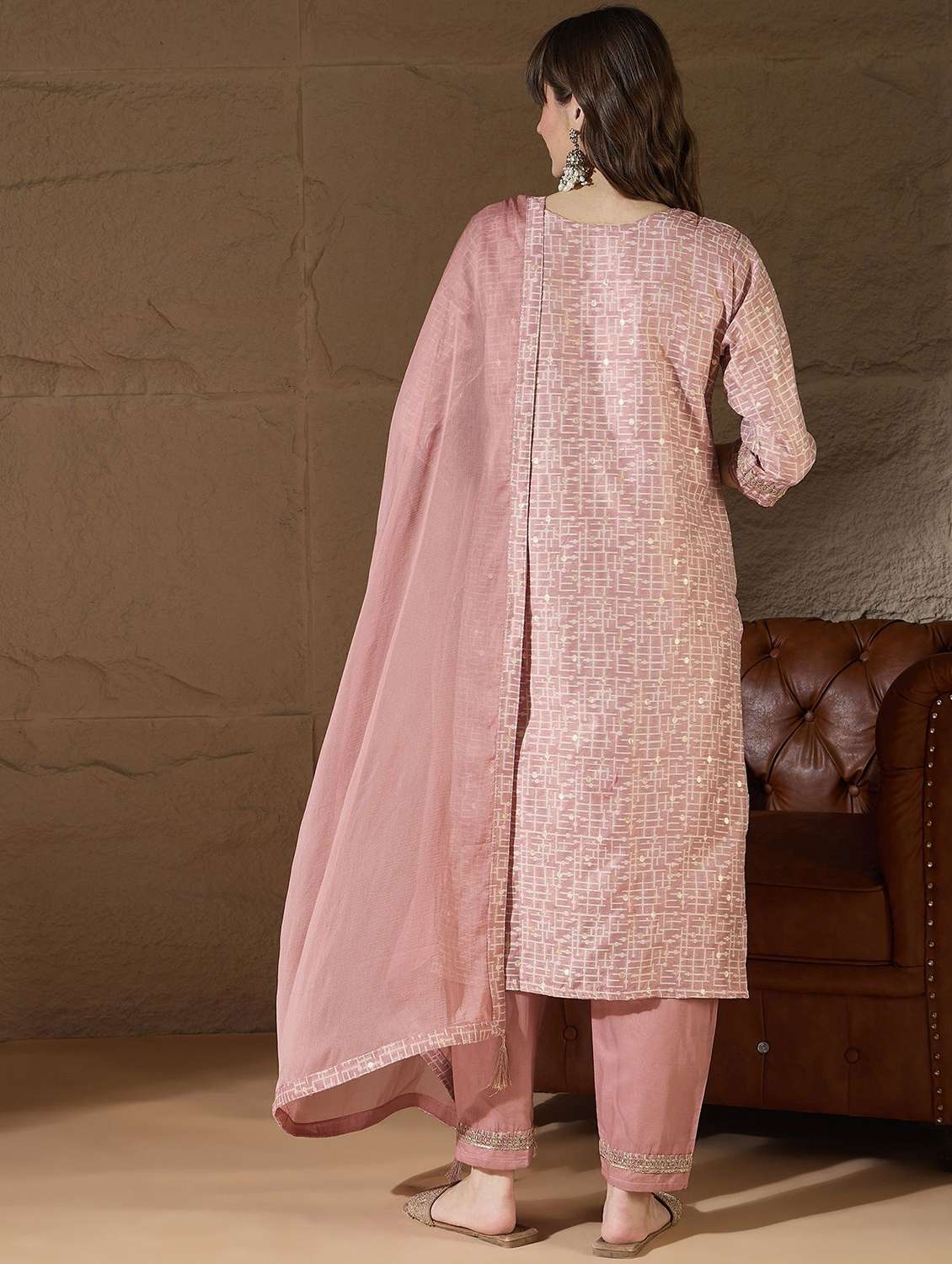 women self design three quarter sleeve kurta pant with dupatta set - 22322631 -  Standard Image - 3