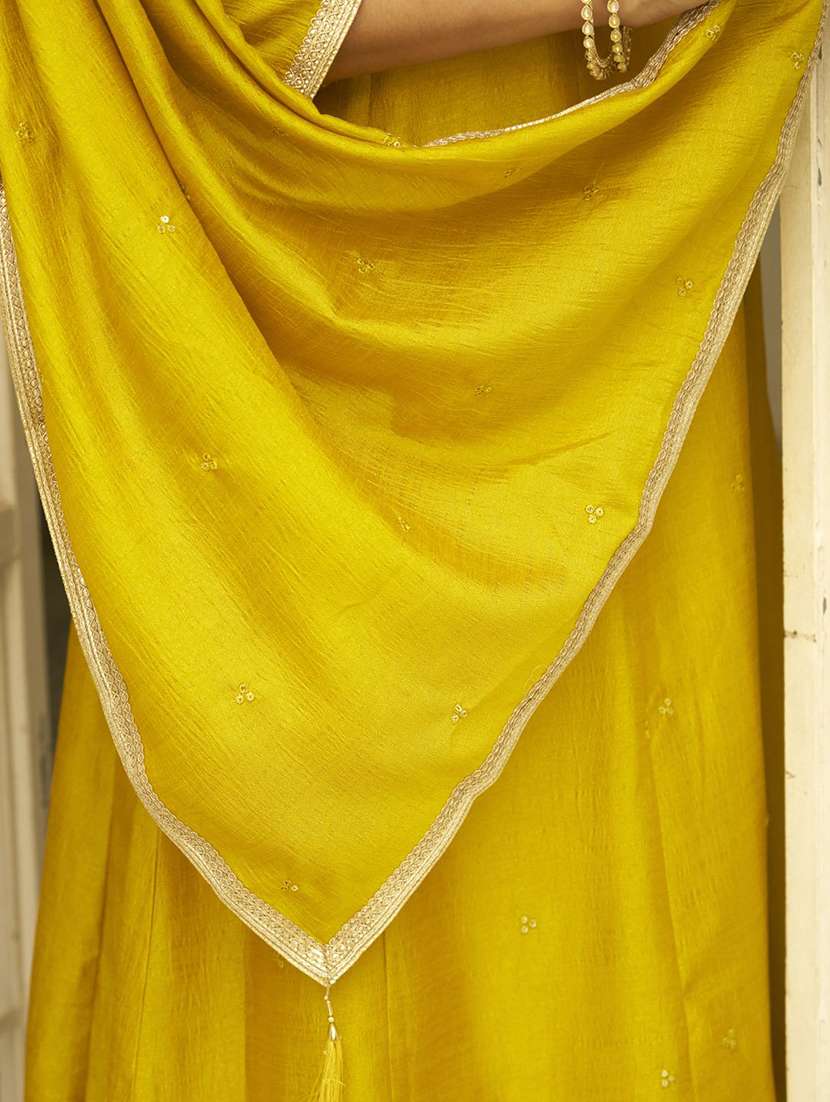 women solid with work three quarter sleeve kurta pant with dupatta set - 22322678 -  Standard Image - 5