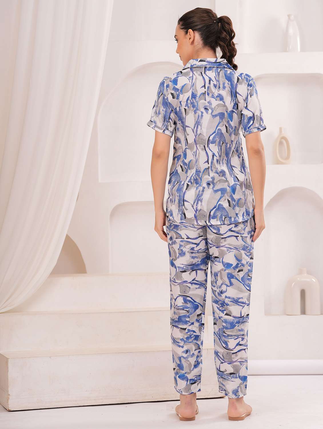 women printed nightwear pyjama set - 22322908 -  Standard Image - 3