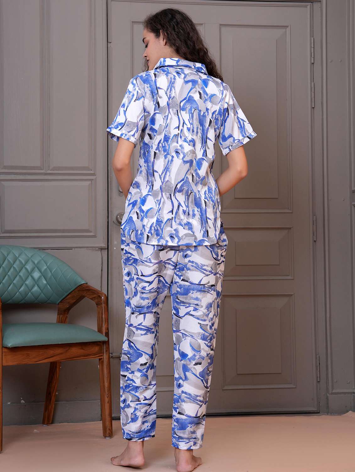 women printed nightwear pyjama set - 22322912 -  Standard Image - 3