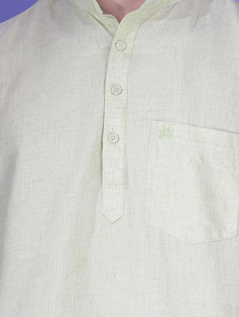 men solid mandarin neck short kurta - 22322948 -  Standard Image - 5
