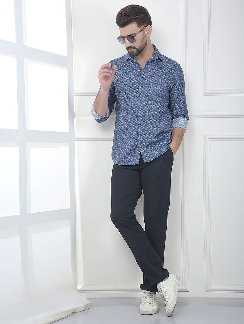 men printed long sleeve slim fit casual shirt - 22323009 -  Standard Image - 5