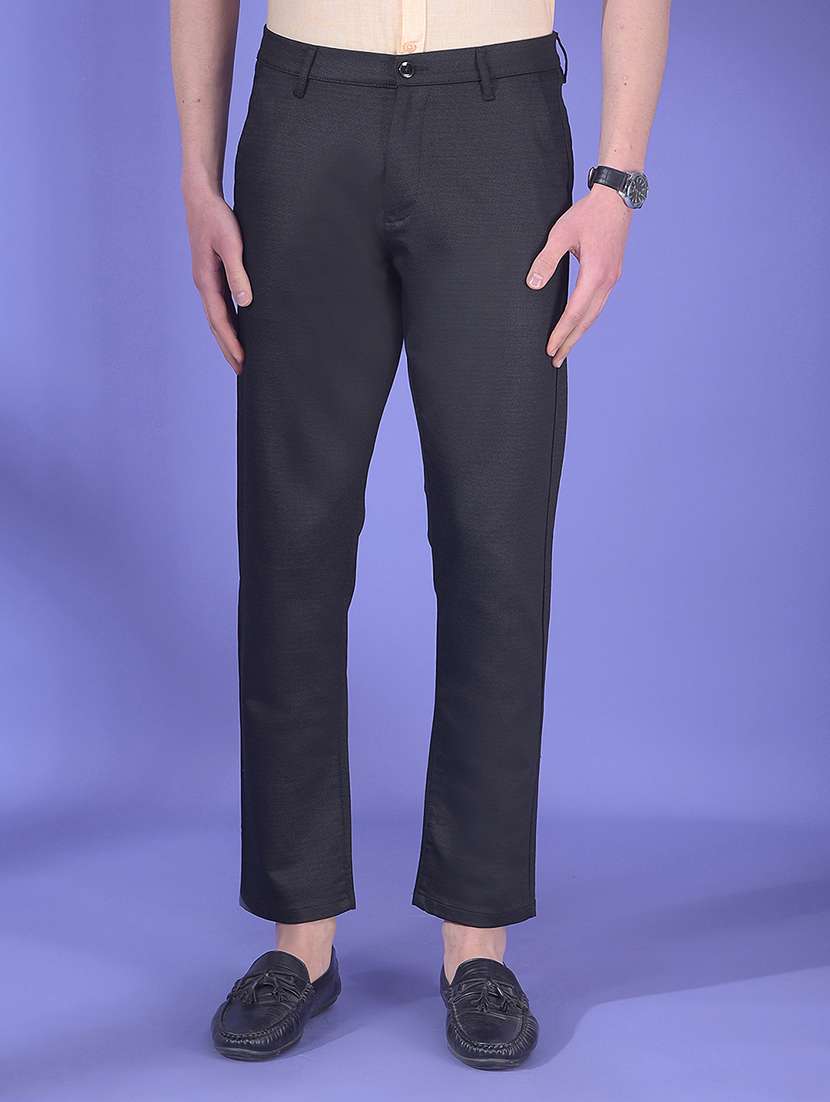 men solid mid rise chinos casual trouser