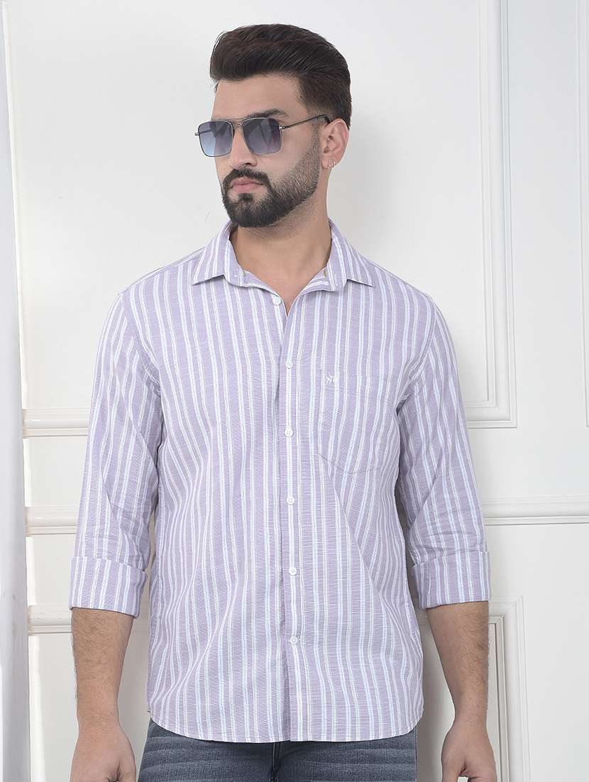 men striped short sleeve slim fit casual shirt