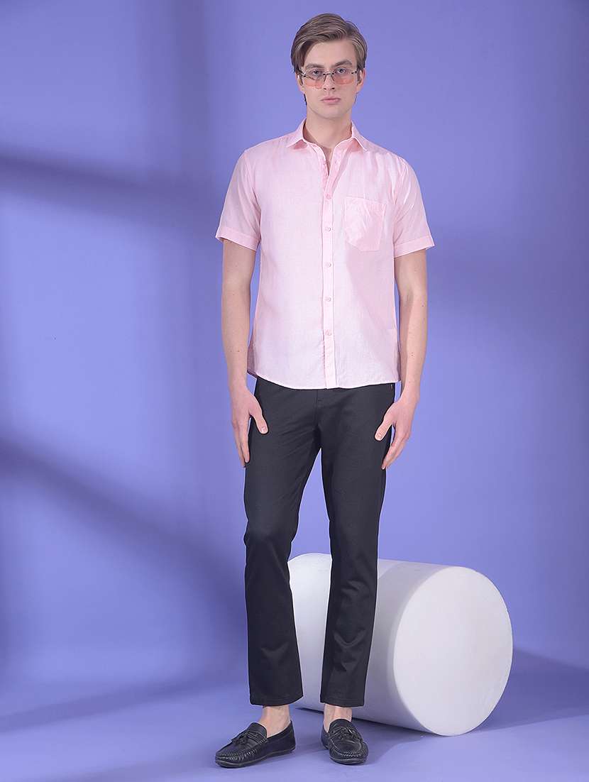 men solid short sleeve slim fit casual shirt - 22323129 -  Standard Image - 5