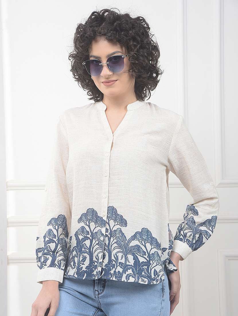 women printed long sleeve shirt