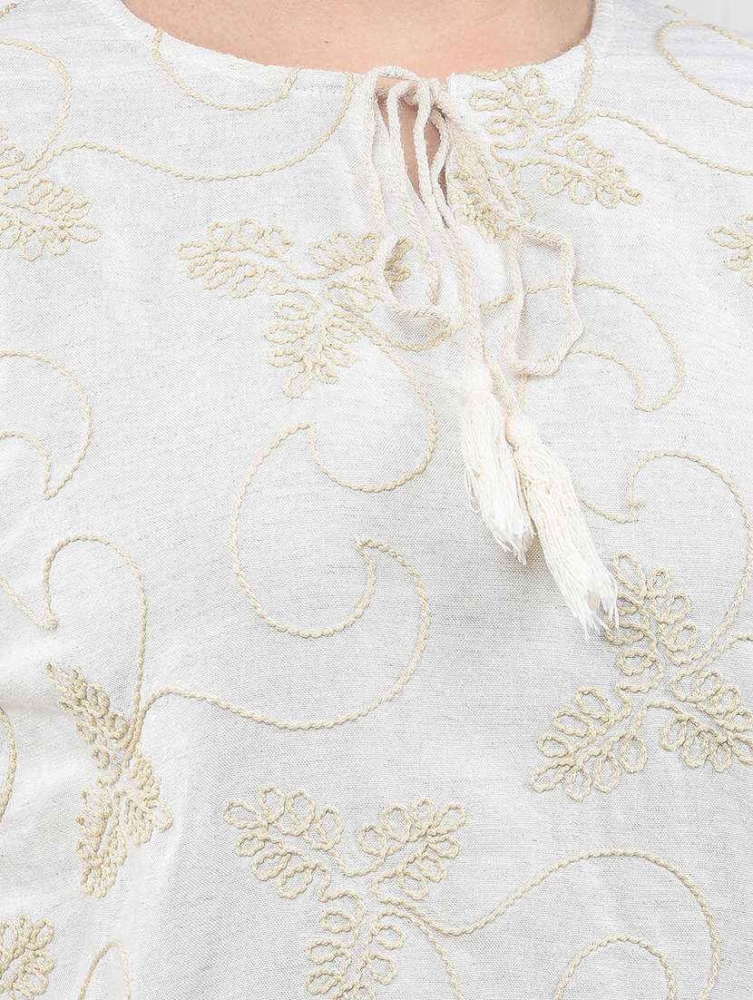 women embroidered three quarter sleeve top - 22323226 -  Standard Image - 5