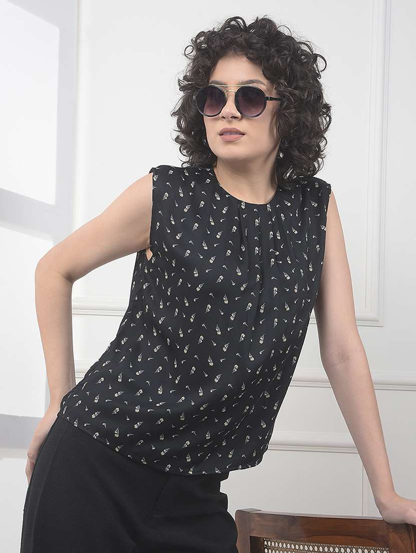 women prited sleeveless regular top